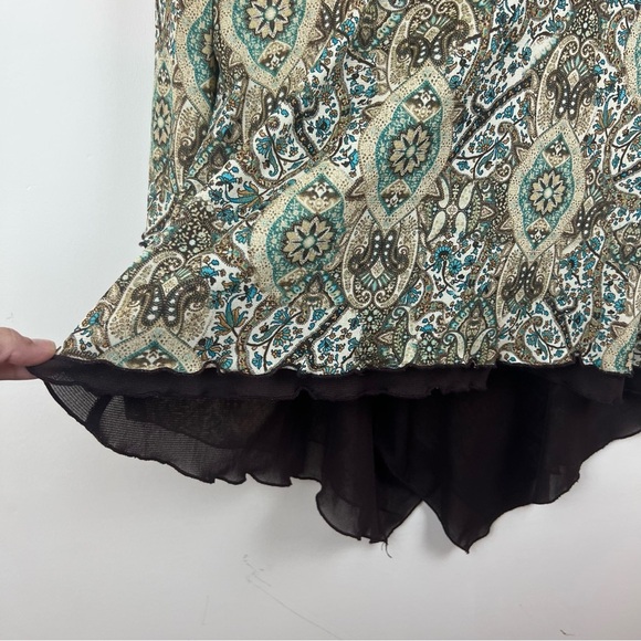 Vintage Venezia Paisley Babydoll Top Asymmetrical Hem Mesh Fairycore XL 14 16 - Picture 9 of 11